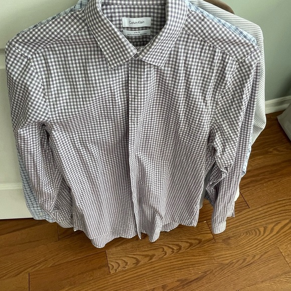 Calvin Klein Lng Sleeve lightly worn Shirt Men’s purple checkerSlim fit 15,32/33 - Picture 2 of 3